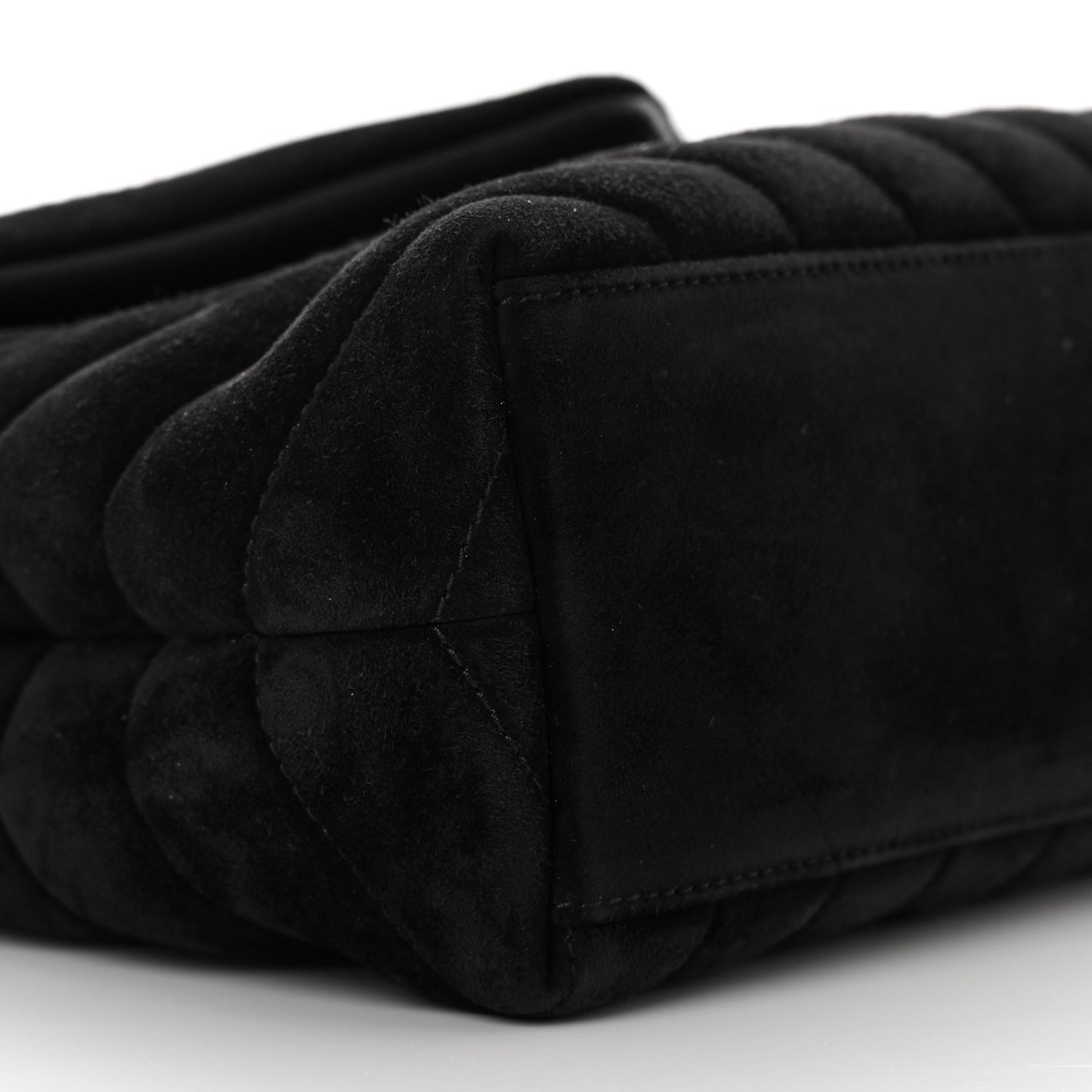 Suede Calfskin Y Quilted Monogram Small Loulou Chain Satchel Black