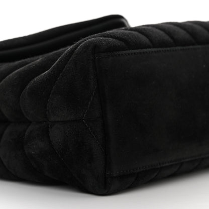 Saint Laurent Suede Calfskin Y Quilted Monogram Small Loulou Chain Satchel Black 9 of 11