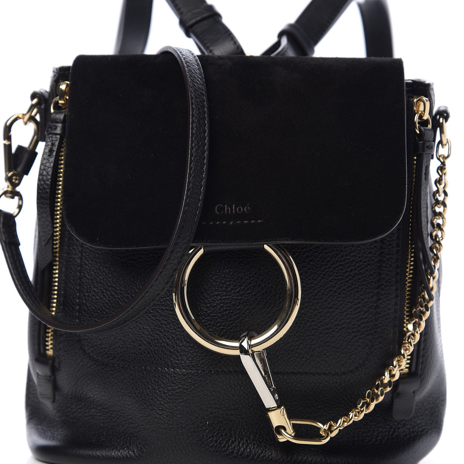 Chloe Suede Calfskin Small Faye Backpack Black 9 of 9