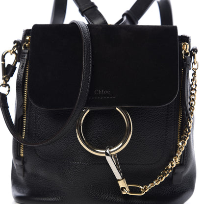 Chloe Suede Calfskin Small Faye Backpack Black 9 of 9