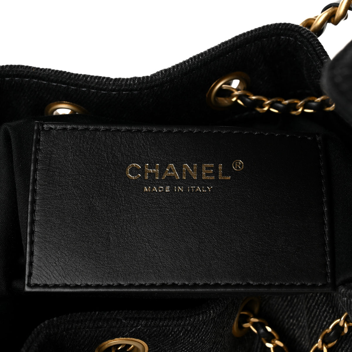 Chanel Washed Denim Quilted Small Chanel 25 Handbag Black 6 of 10