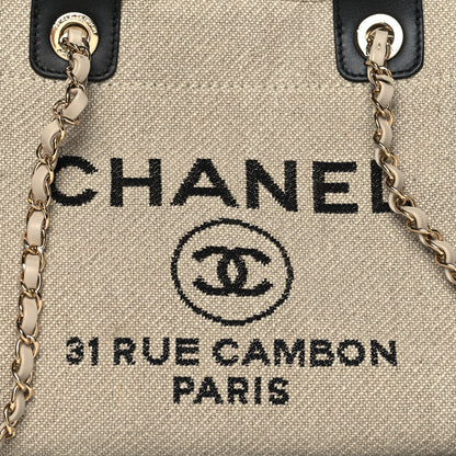 Chanel Mixed Fibers Small Deauville Tote Beige Black 10 of 12