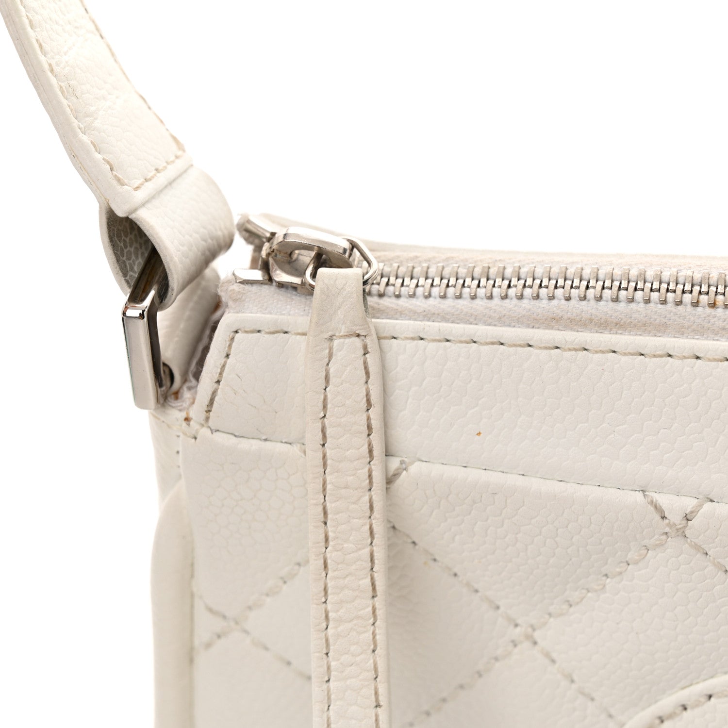 Chanel Caviar Quilted Timeless CC Shoulder Bag White 20 of 22