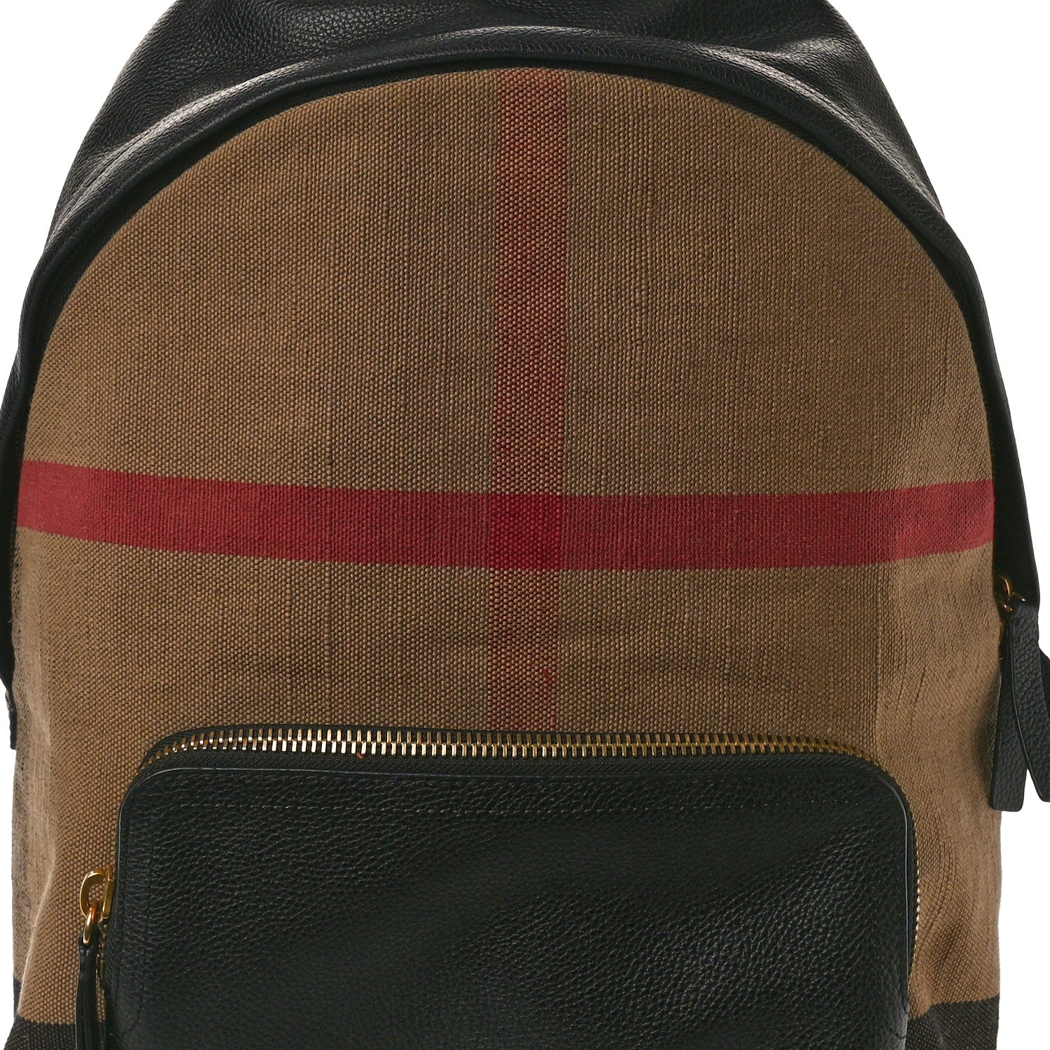 Burberry Mega Check Calfskin Abbeydale Simple Backpack Black Camel 7 of 9