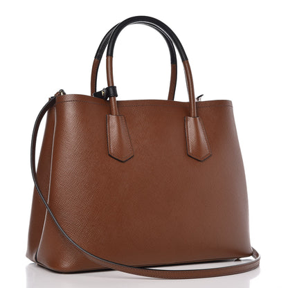 Prada Saffiano Cuir Bi-Color Medium Double Bag Palissandro Black 4 of 9