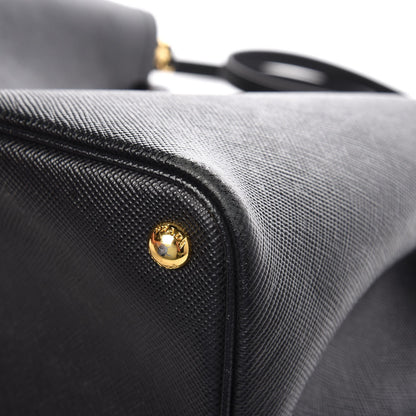 Prada Saffiano Cuir Large Double Bag Black Mughetto 7 of 8