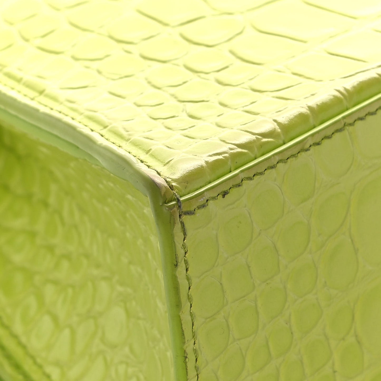 Shiny Calfskin Crocodile Embossed Small Hourglass Sling Shoulder Bag Lime