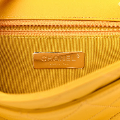 Chanel Lambskin Quilted Chain Infinity Top Handle Flap Yellow 6 of 12