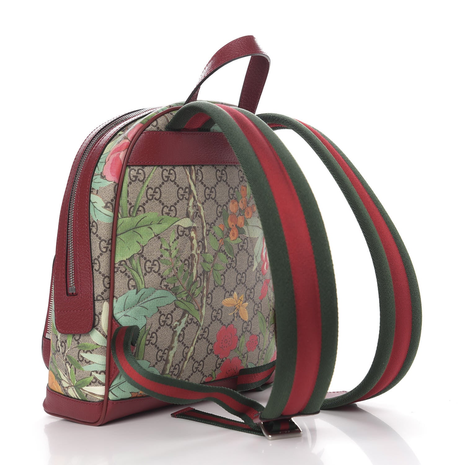 Gucci GG Supreme Monogram Tian Web Small Day Backpack Beige Multicolor Red 4 of 18