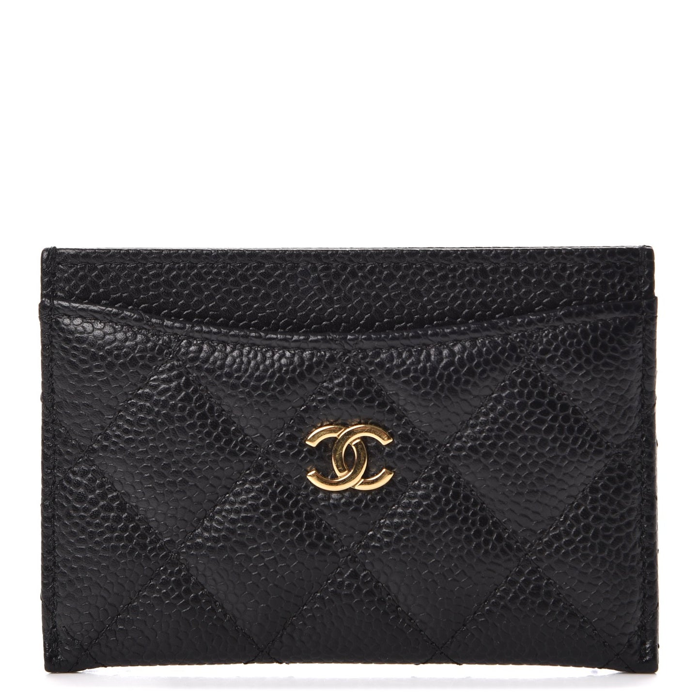 Caviar Quilted Card Holder Black