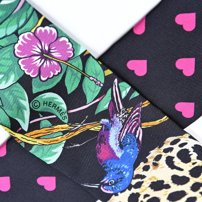 Hermes Silk Jungle Love Love Twilly Black Vert Rose Vif 3 of 4