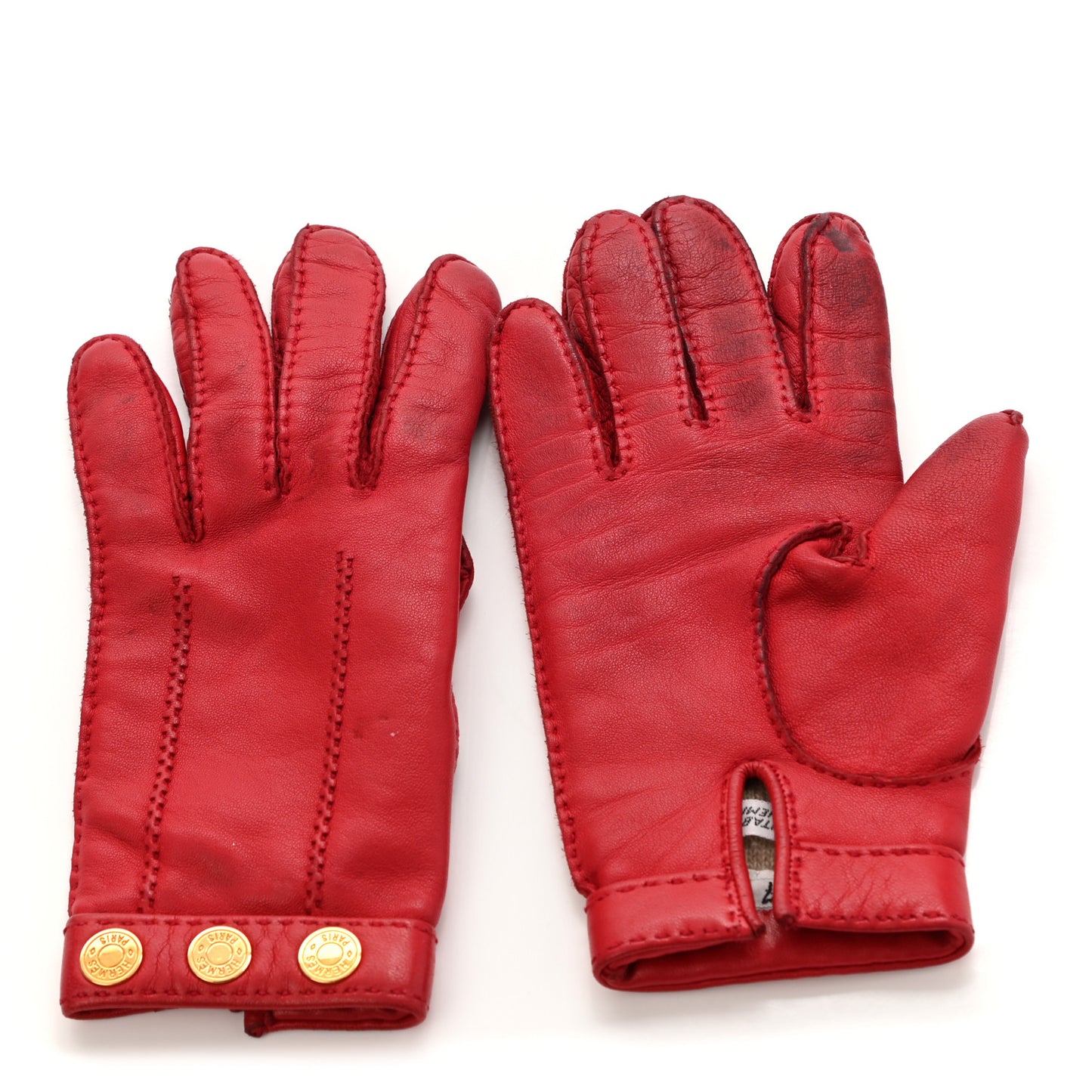 Lambskin Clous de Selle Gloves 7 Red