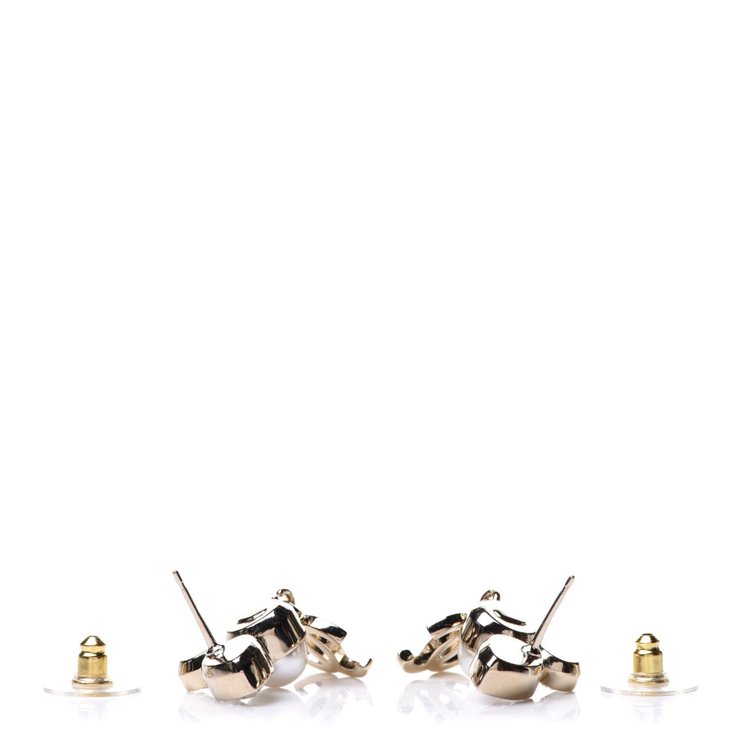 Chanel Pearl Crystal CC Drop Earrings Gold 3 of 5