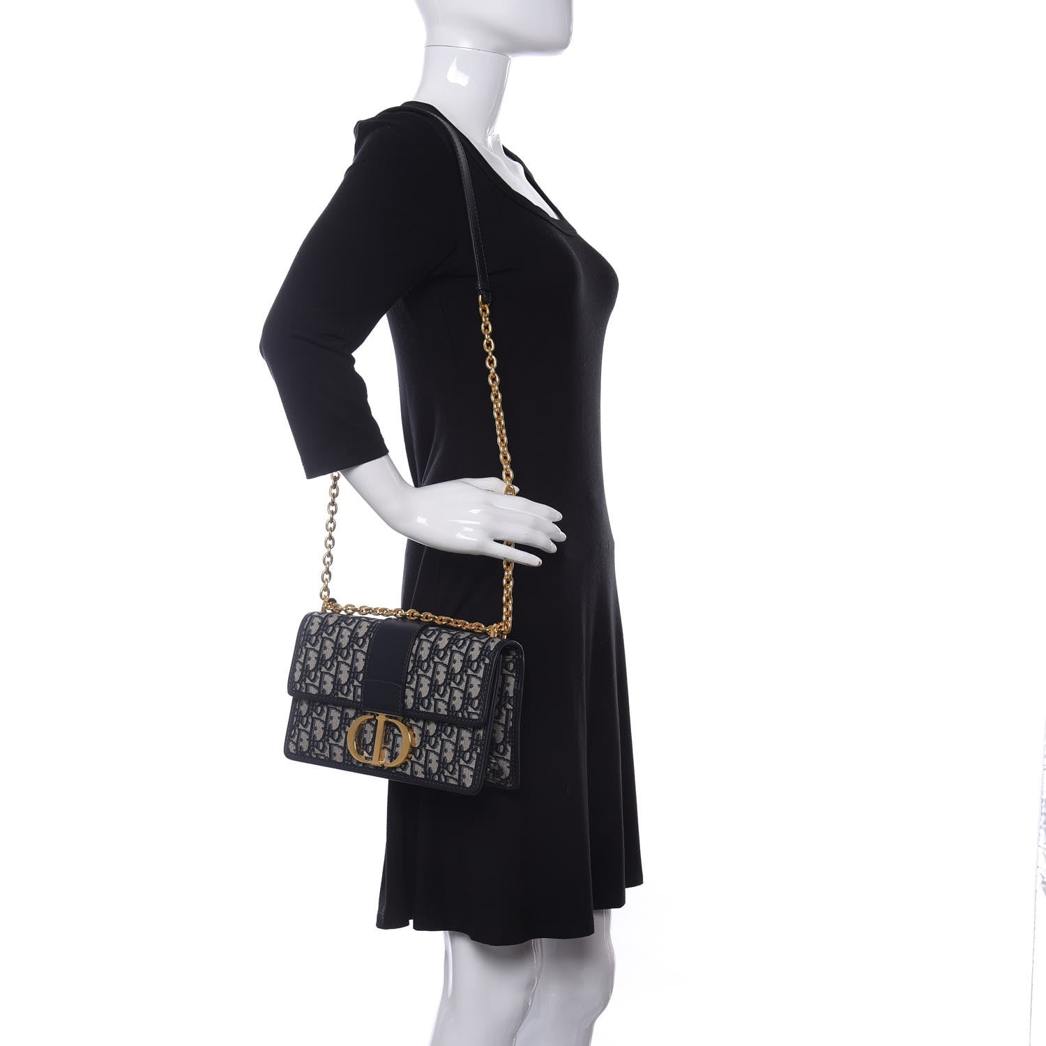 Christian Dior Oblique 30 Montaigne Chain Flap Bag Blue 2 of 12