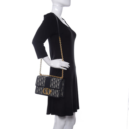 Christian Dior Oblique 30 Montaigne Chain Flap Bag Blue 2 of 12