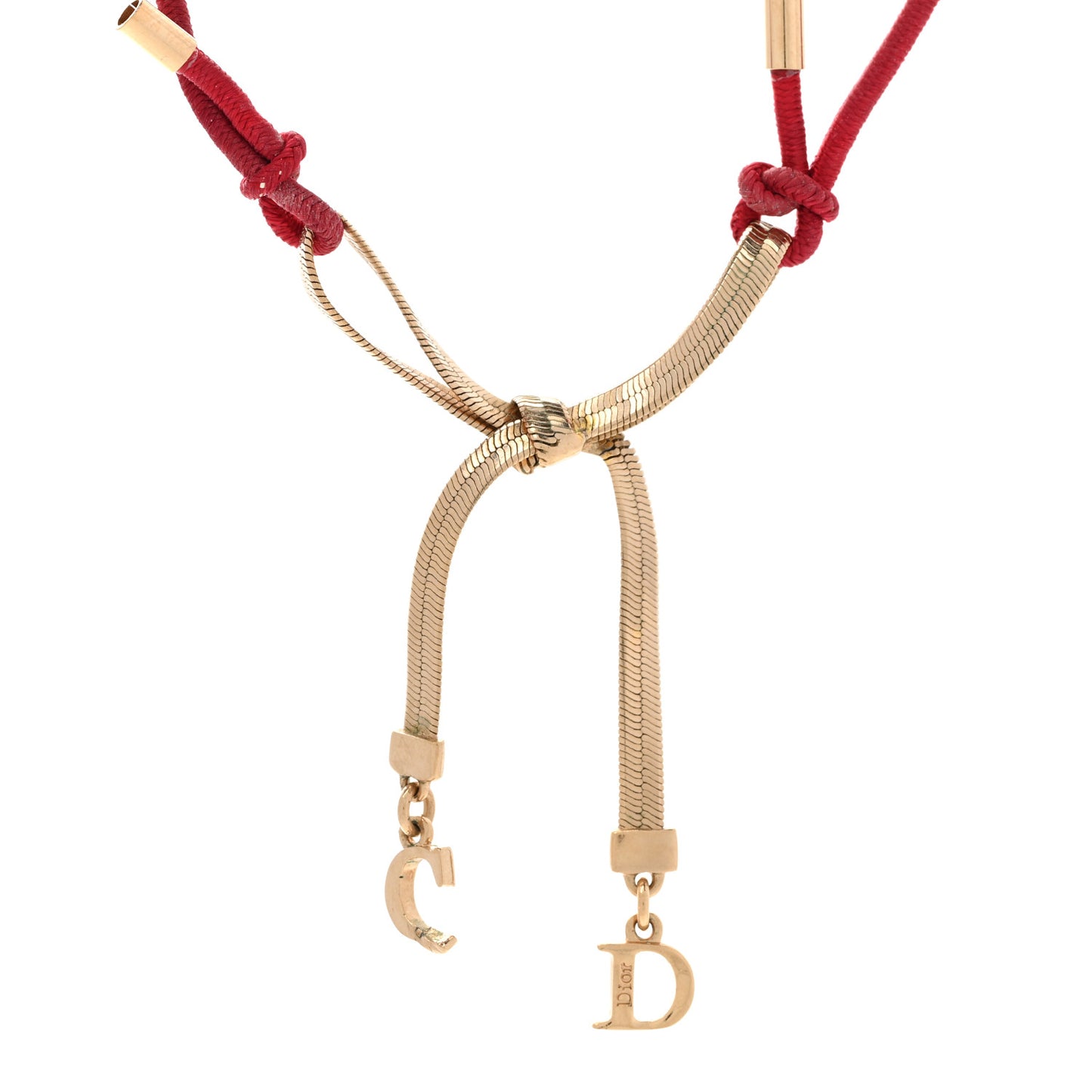 Bow CD Necklace Red Gold