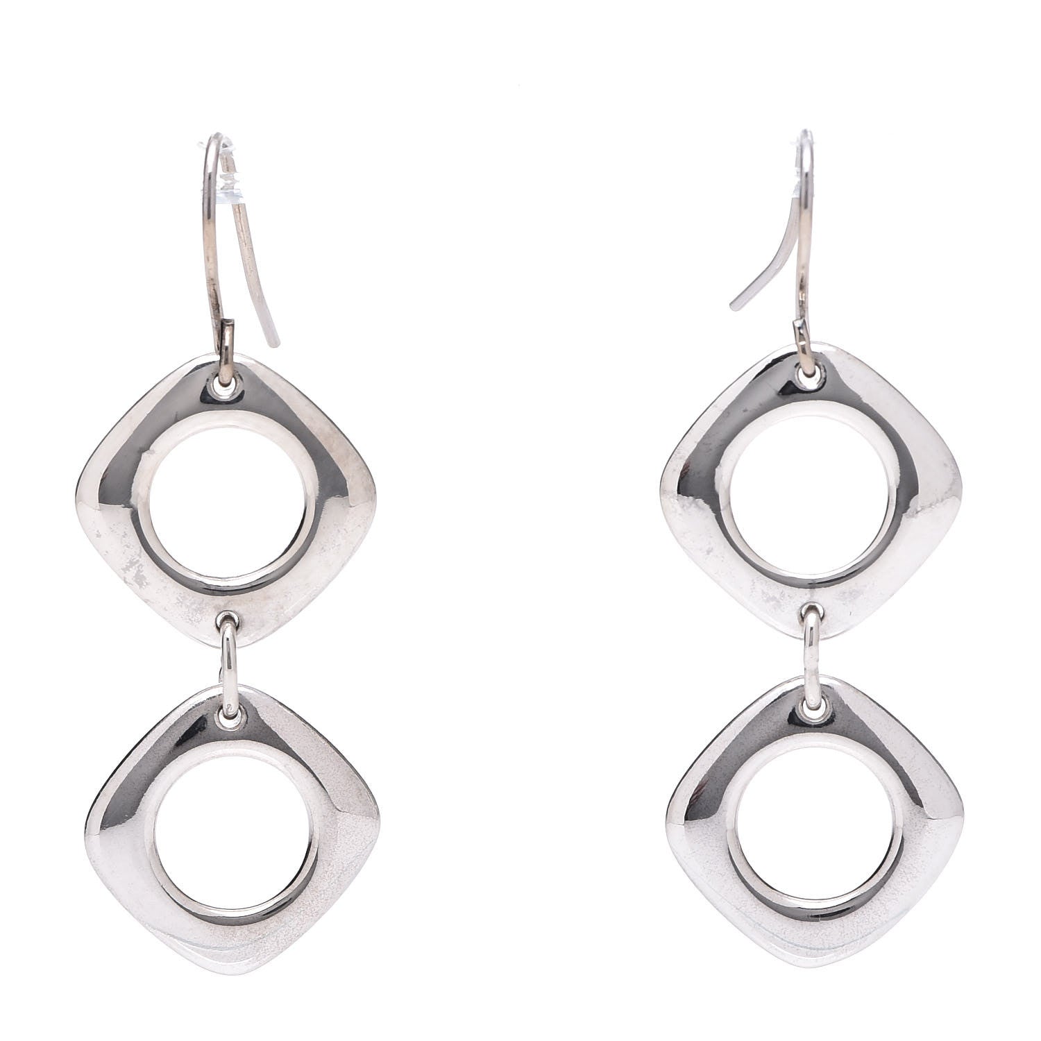 Tiffany Sterling Silver Cushion Square Link Drop Earrings 1 of 5