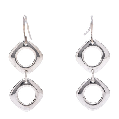 Tiffany Sterling Silver Cushion Square Link Drop Earrings 1 of 5