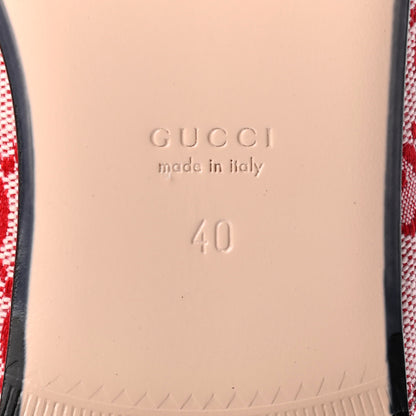 Gucci Canvas GG Monogram Horsebit Womens Princetown Slippers 40 Gardenia Hibiscus Red 6 of 8