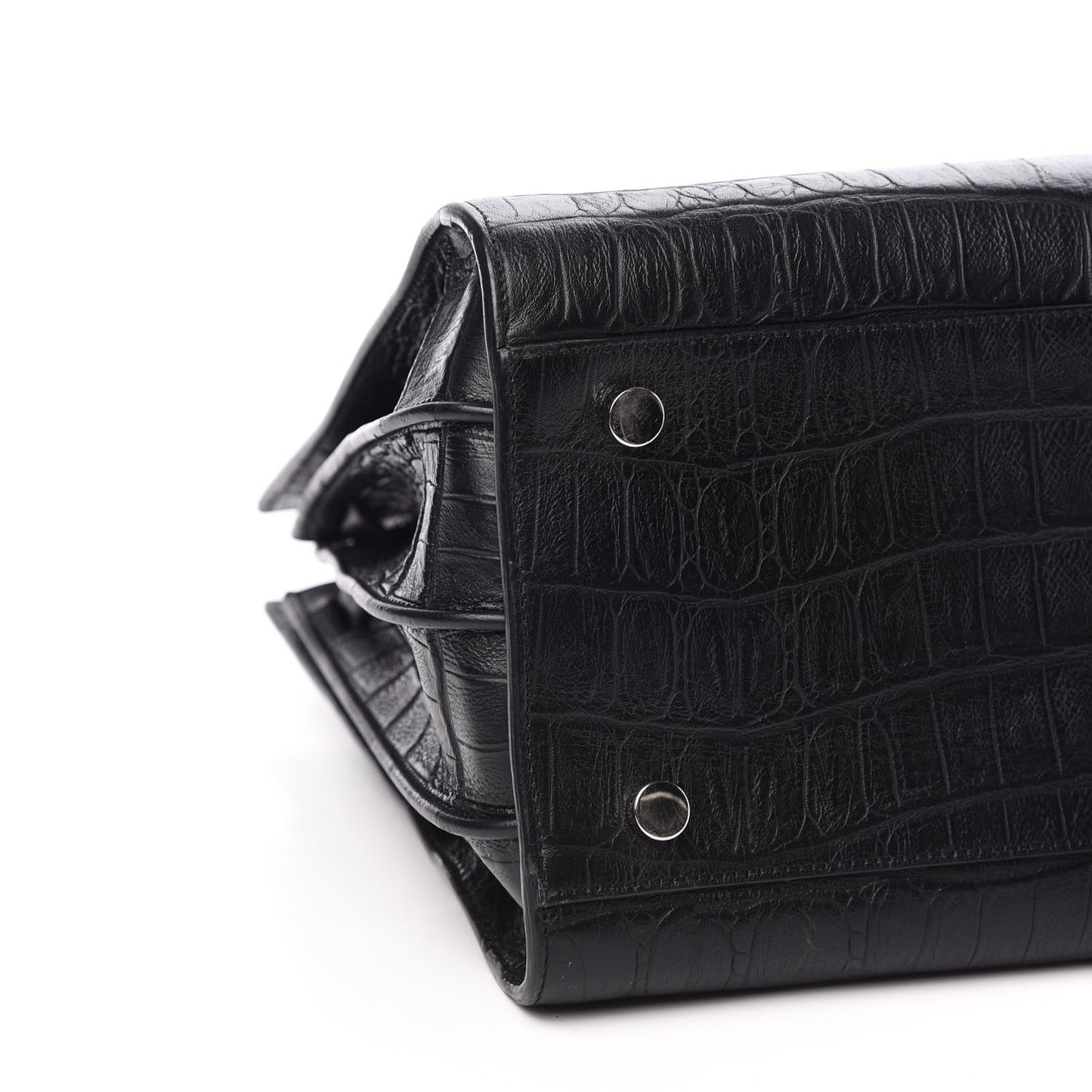 Calfskin Crocodile Embossed Small Sac de Jour Black