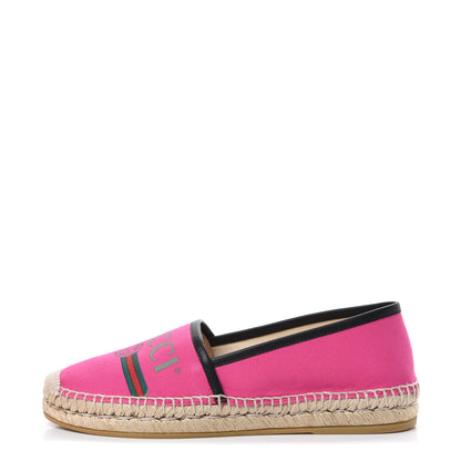 Gucci Canvas Logo Espadrilles 36 Cyclamen Rose Black 1 of 8