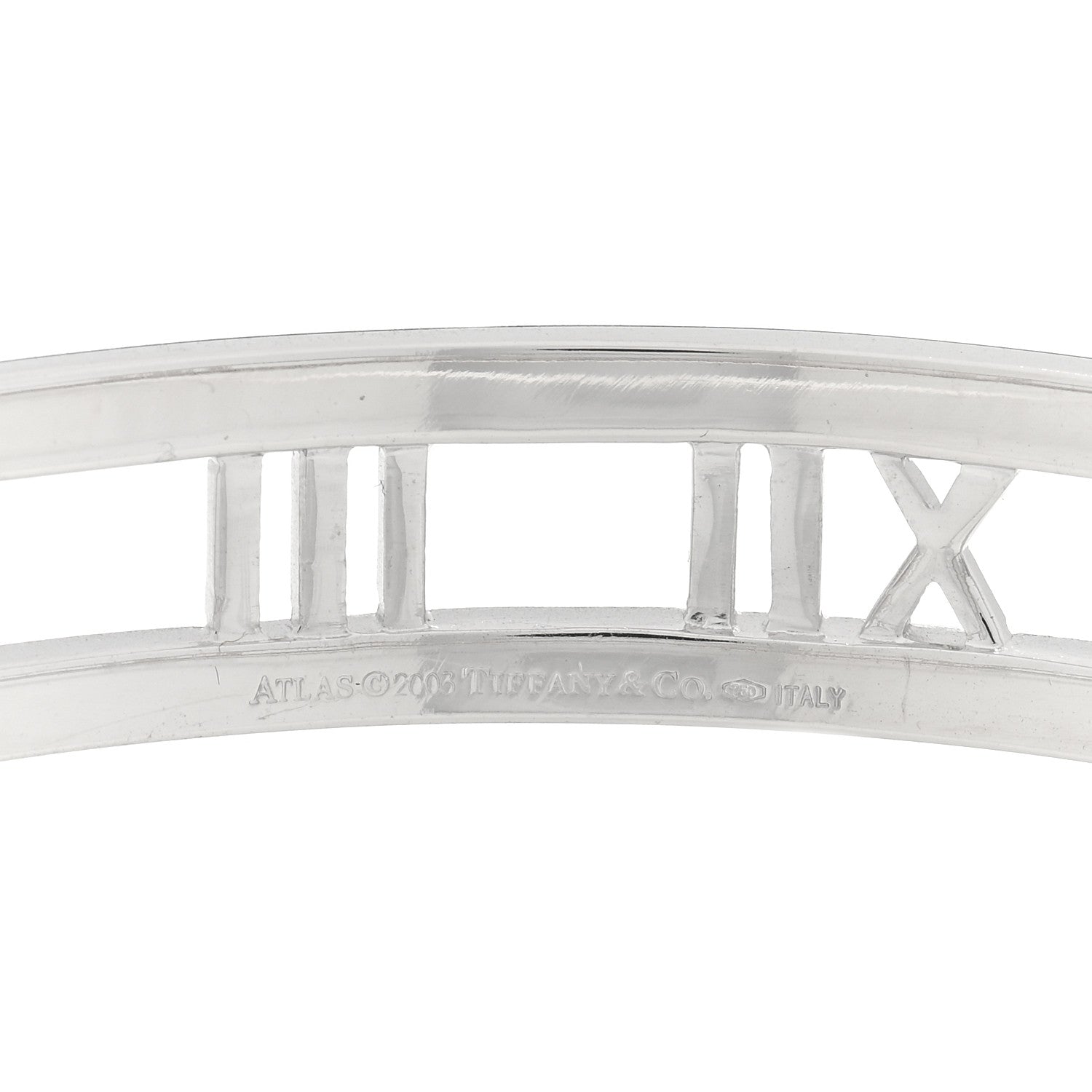 Tiffany 18K White Gold Diamond Atlas Open Hinged Bangle Bracelet 3 of 3