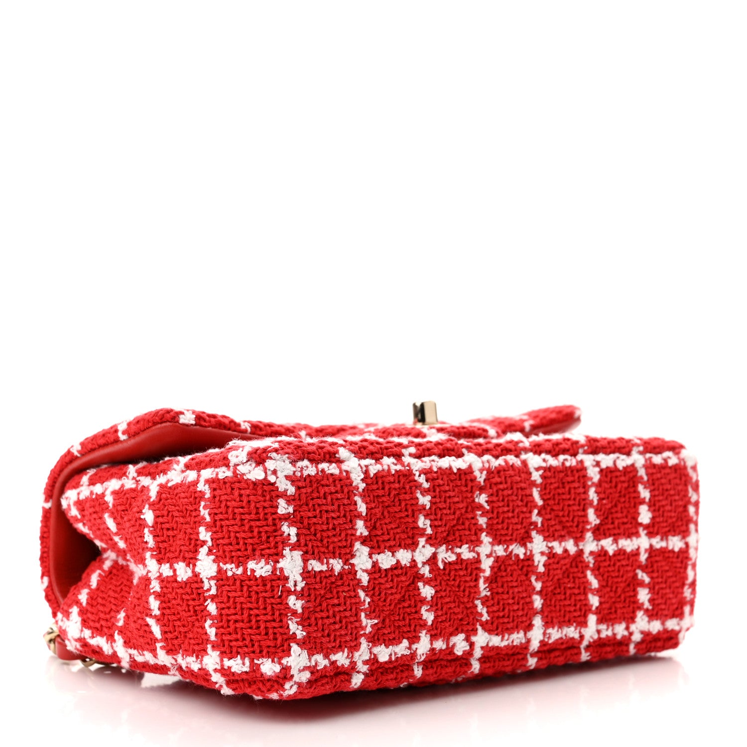 Chanel Tweed Quilted Mini Rectangular Flap White Red 4 of 11