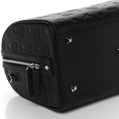 MCM Calfskin Ottomar Monogram Essential Boston Bag Black 9 of 10