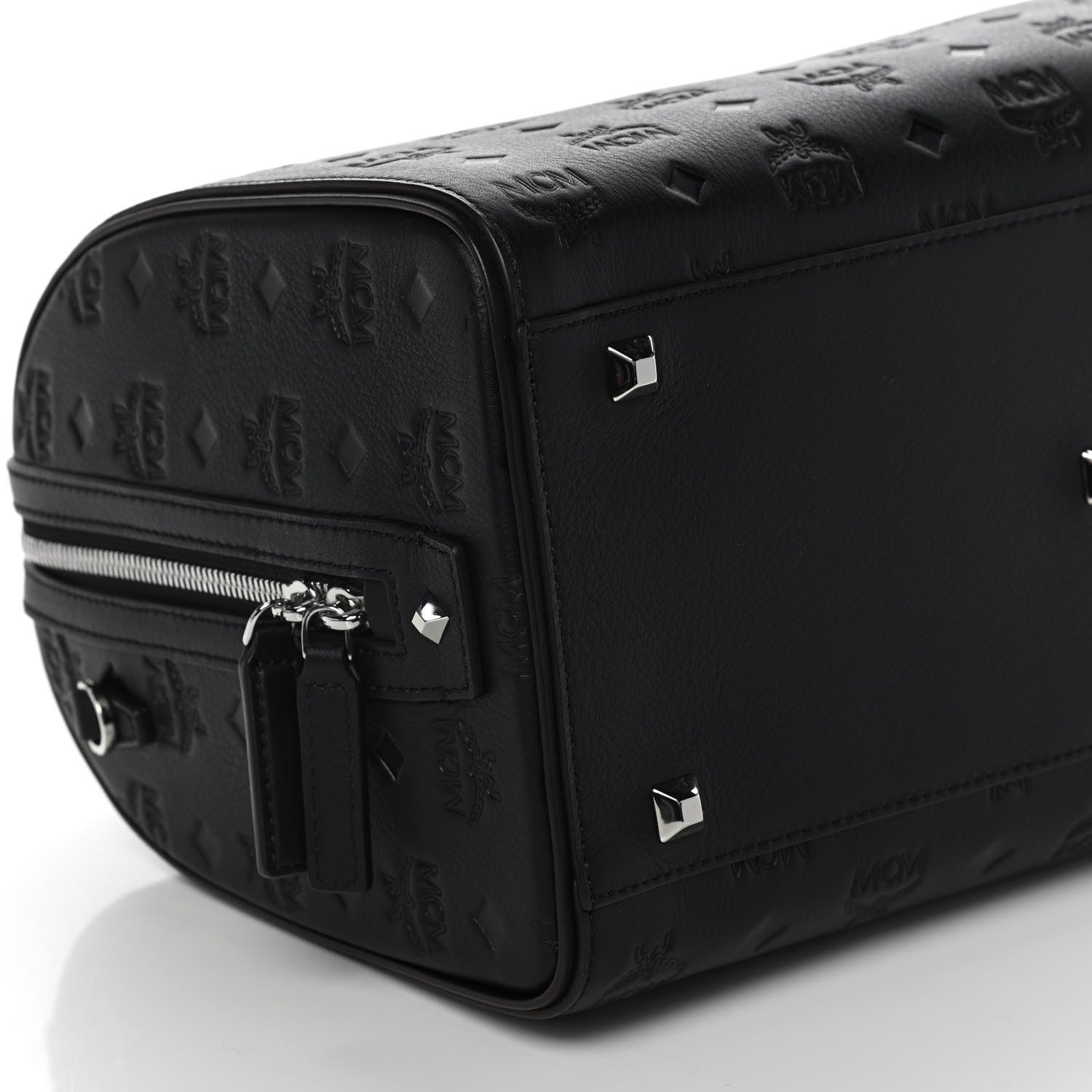 MCM Calfskin Ottomar Monogram Essential Boston Bag Black 9 of 10