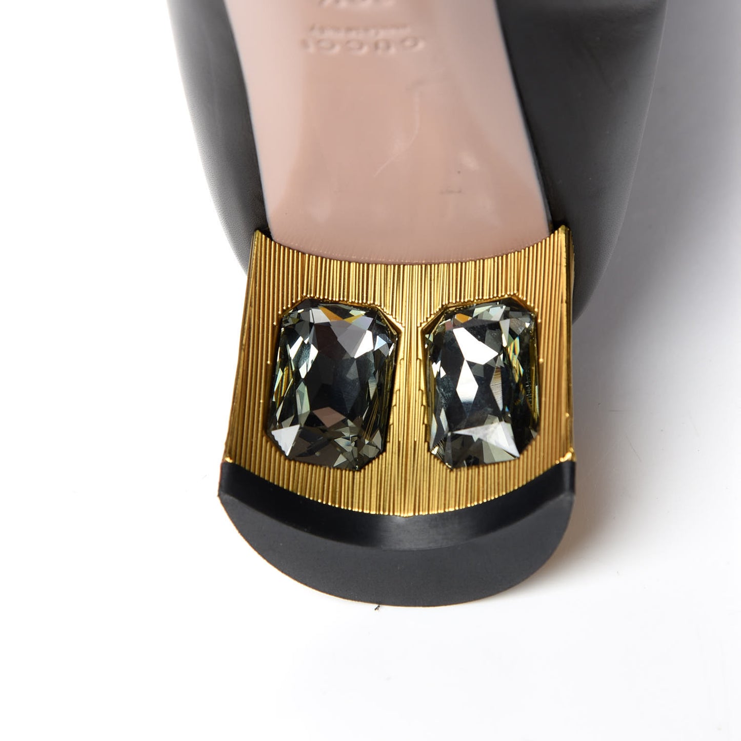 Calfskin Knee High Crystal Boots 39.5 Black