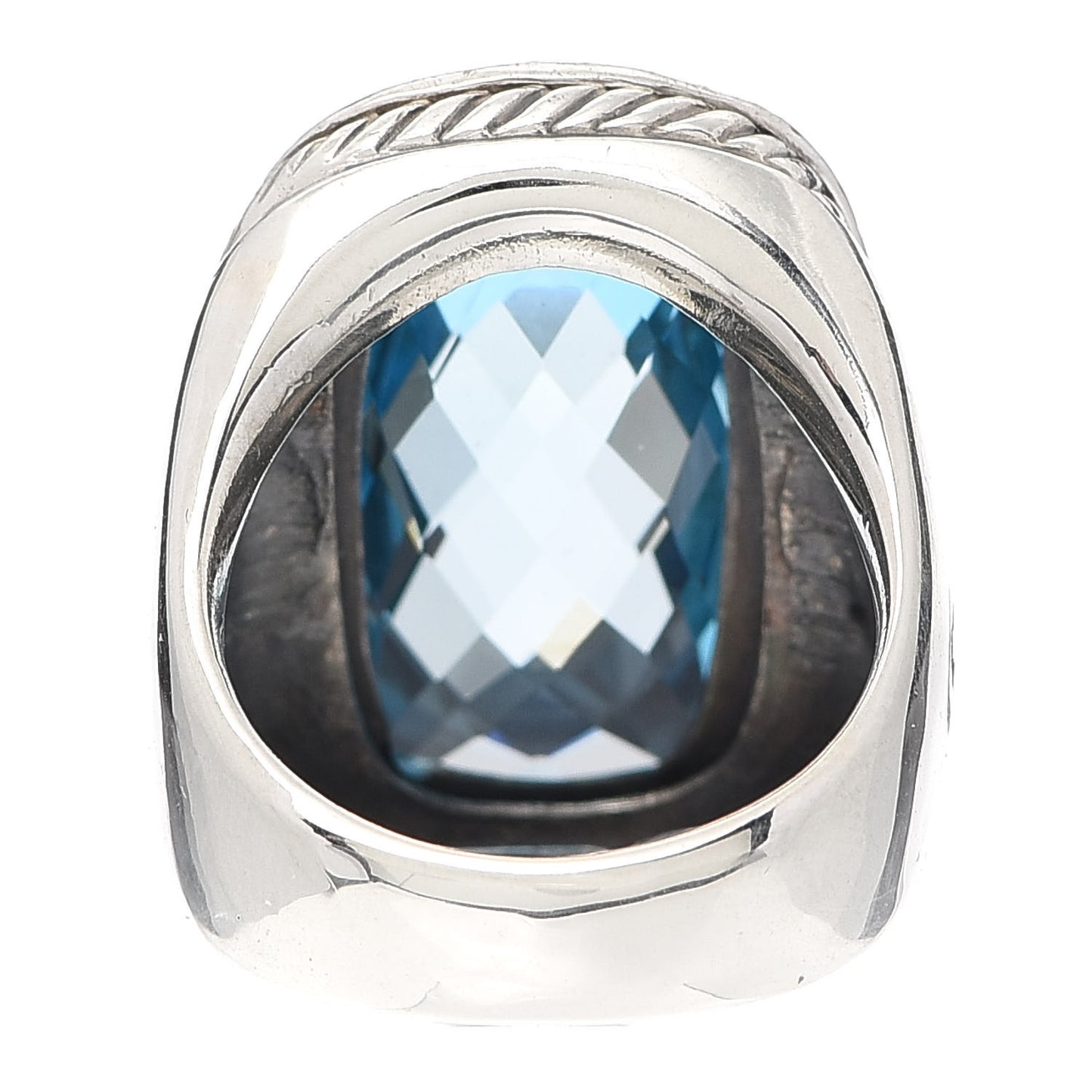 Sterling Silver Blue Topaz Diamond 21mm Albion Statement Ring 54 7