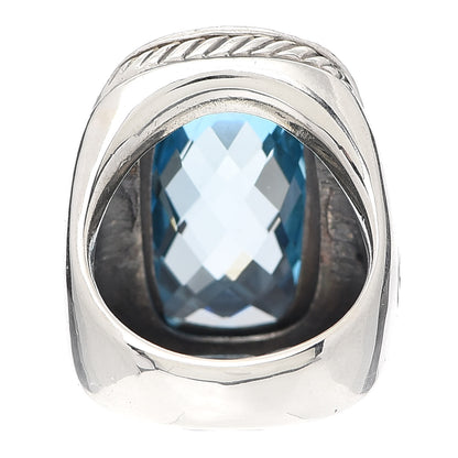 David Yurman Sterling Silver Blue Topaz Diamond 21mm Albion Statement Ring 54 7 4 of 5