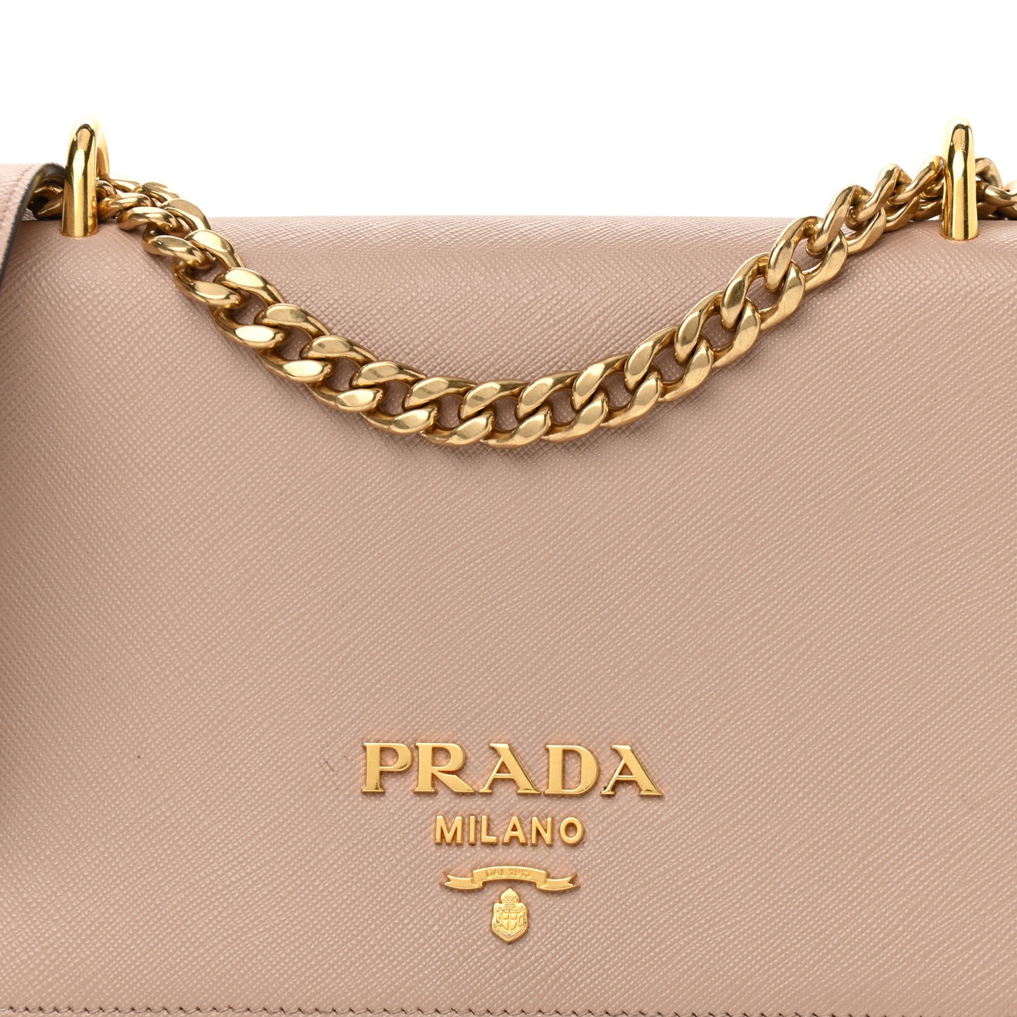 Saffiano Soft Calfskin Chain Crossbody Bag Cipria