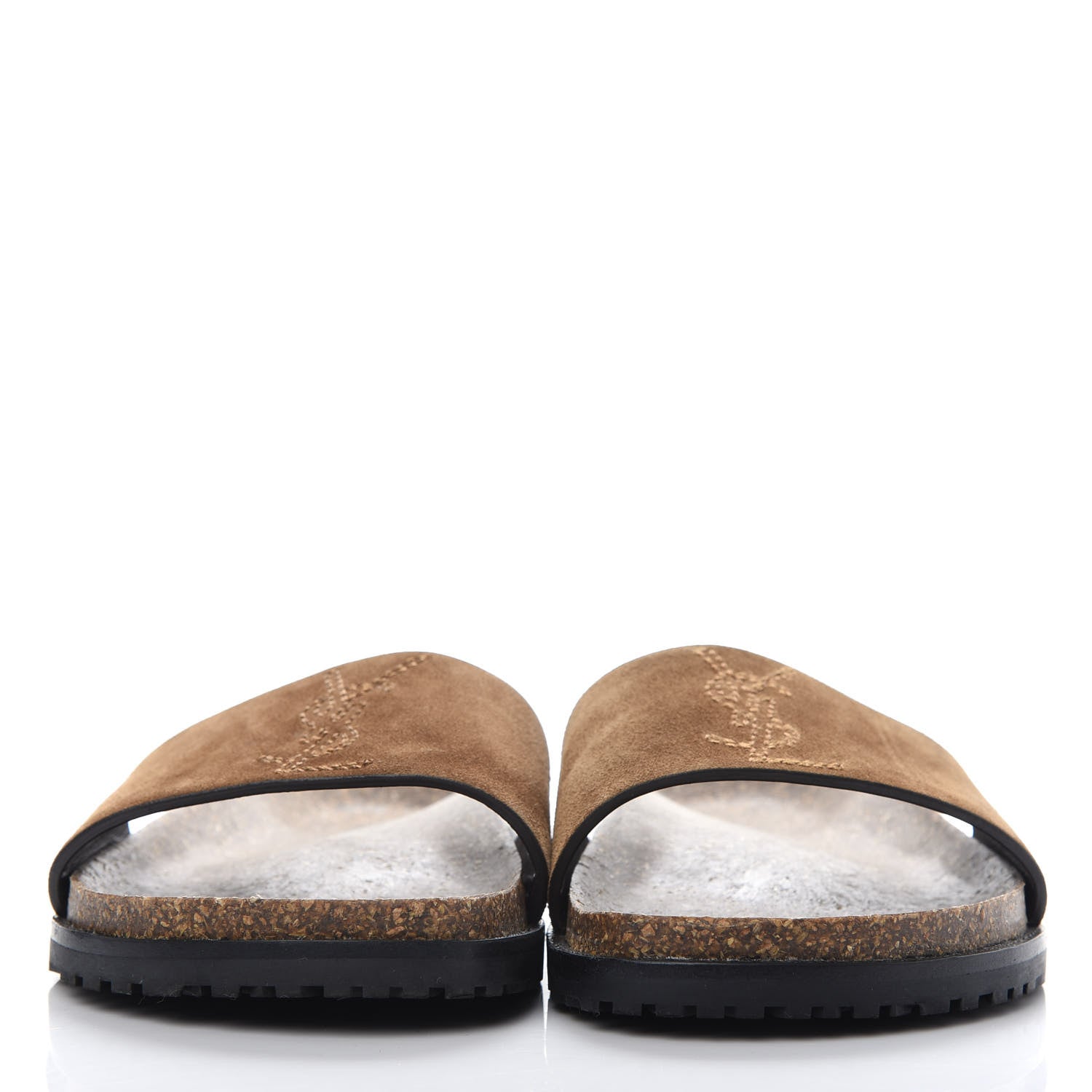 Saint Laurent Suede Joan Slide Sandals 37 Brown 2 of 10