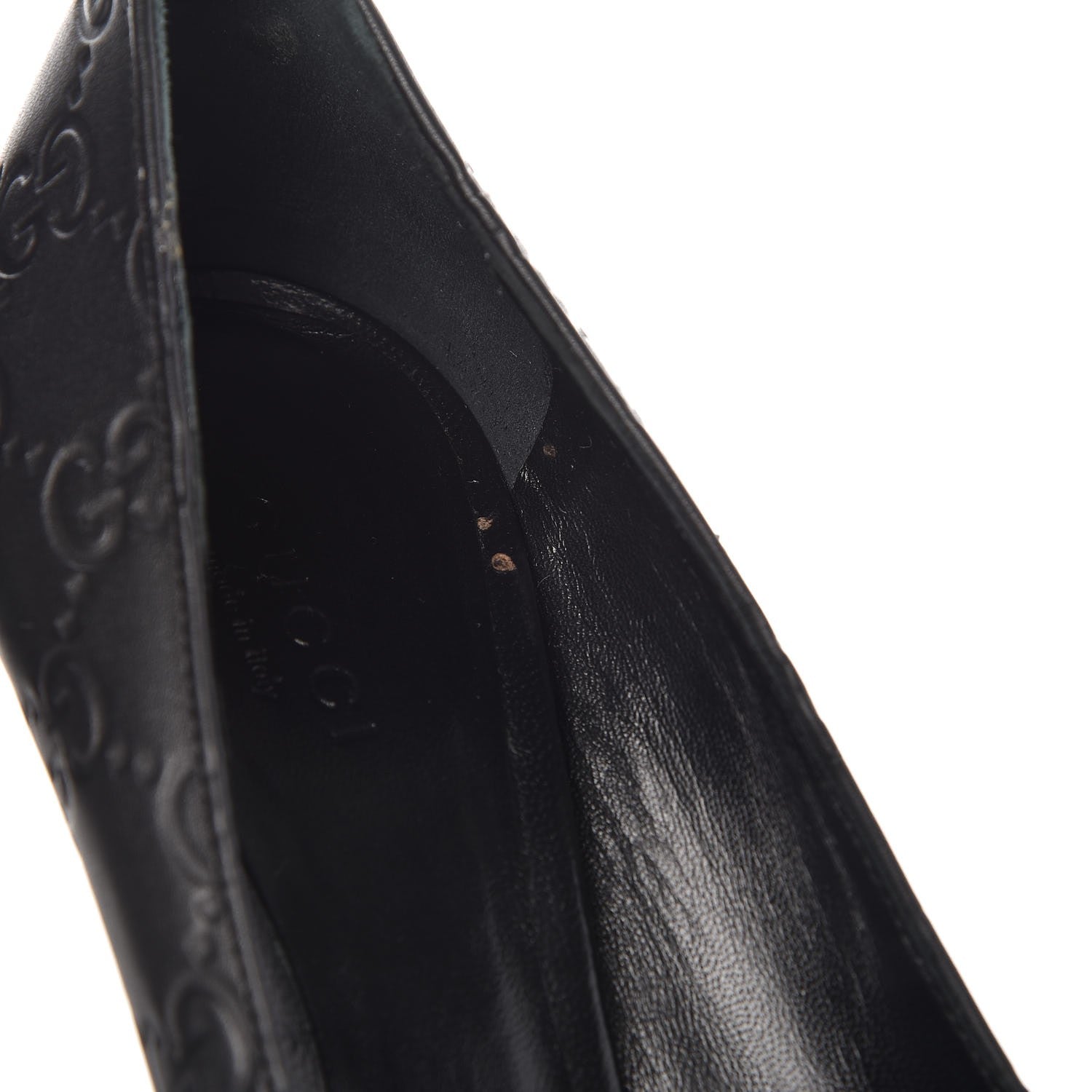 Gucci Guccissima Peep Toe Pumps 37.5 Black 10 of 12