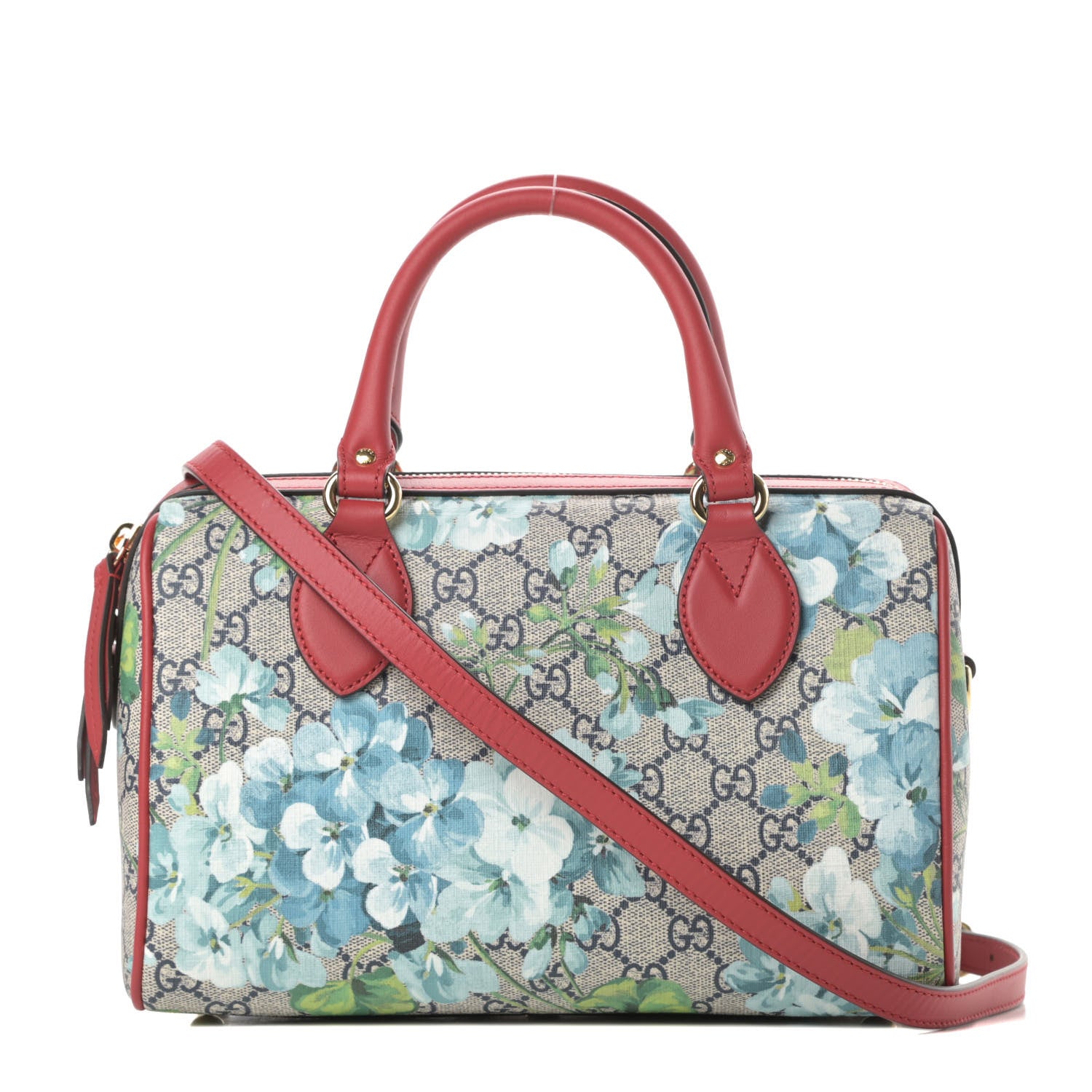Gucci GG Supreme Monogram Blooms Small Boston Beige Blue Navy Hibiscus Red 1 of 10
