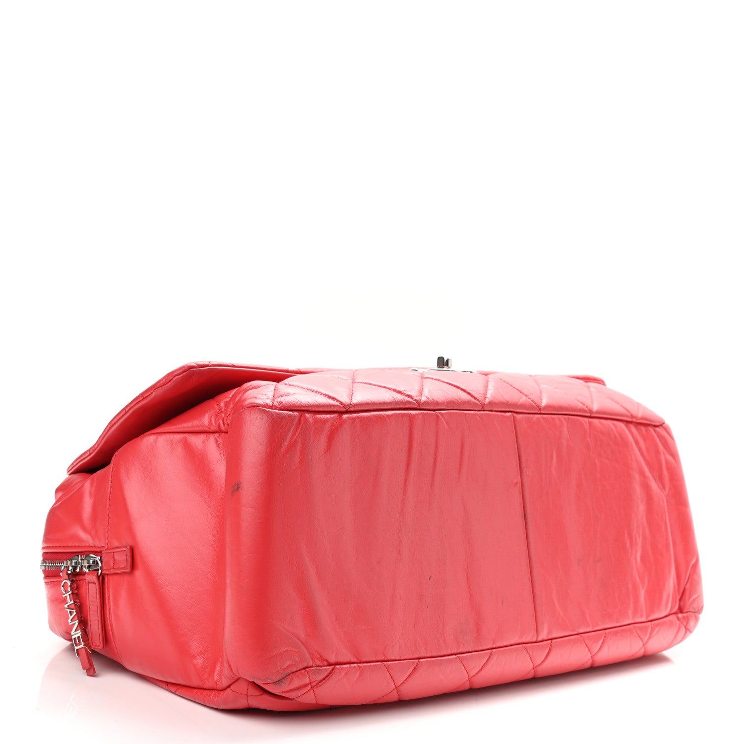 Chanel Aged Calfskin Quilted Large Express Bowling Bag Red 4 of 14