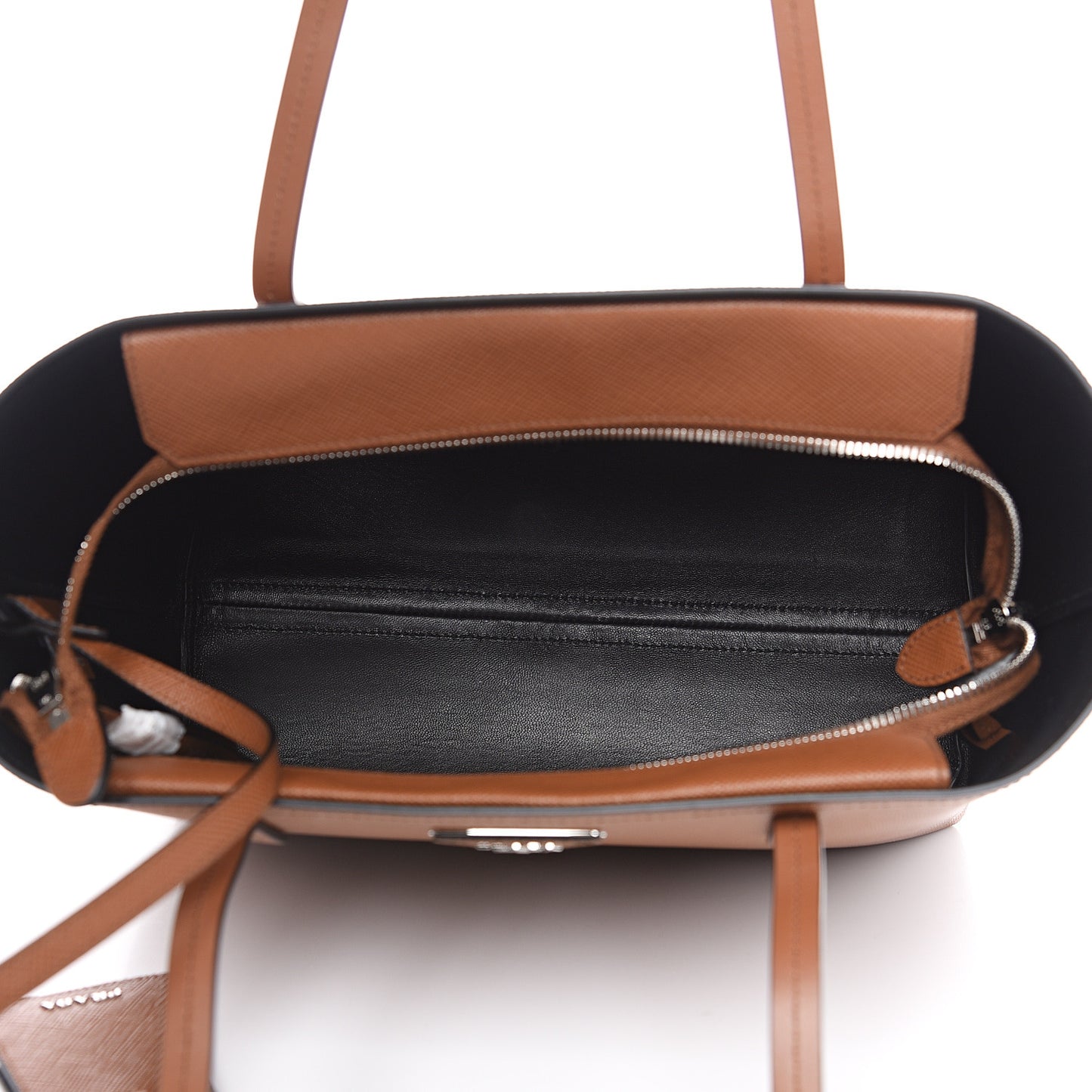 Saffiano Cuir Shopping Tote Cognac Black