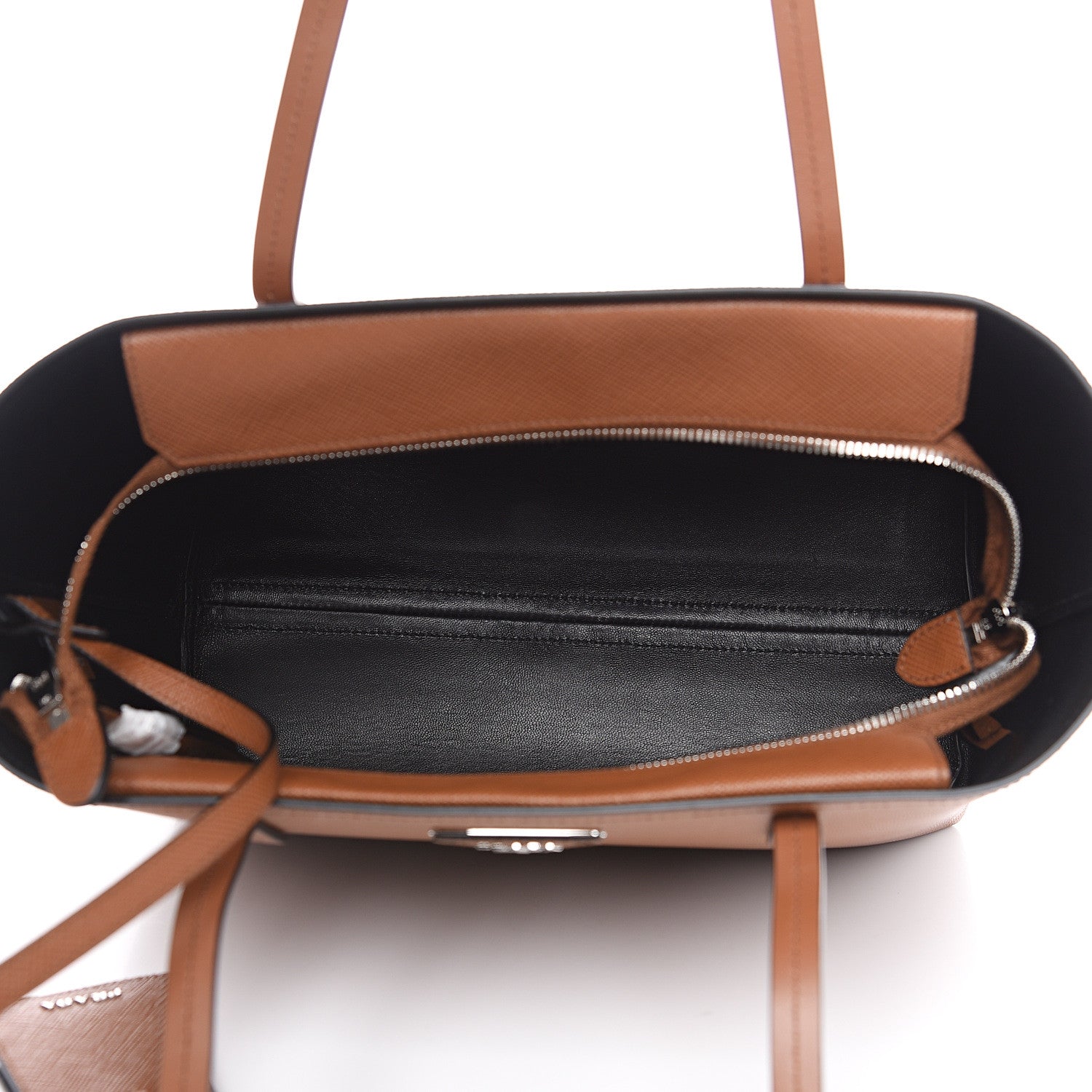 Prada Saffiano Cuir Shopping Tote Cognac Black 4 of 7
