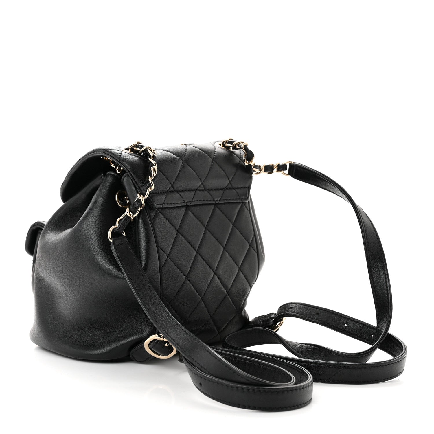 Chanel Lambskin Quilted Small Duma Drawstring Backpack Black 3 of 10