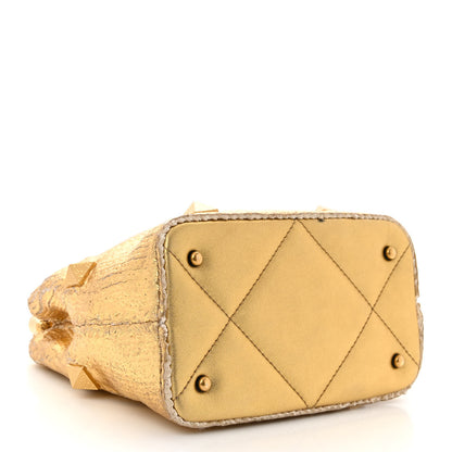 Valentino Garavani Tweed Metallic Small Roman Stud The Handle Bag Gold 4 of 12