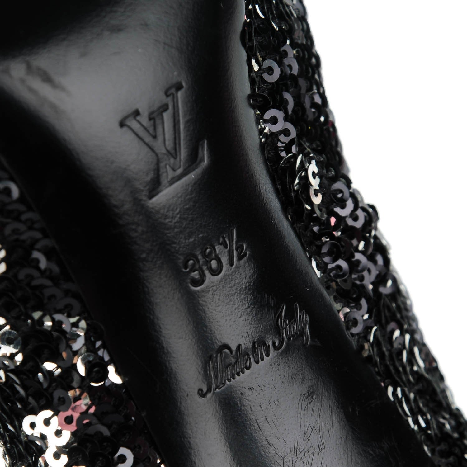 Louis Vuitton Sequin Liza Pumps 38.5 Black 6 of 8