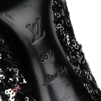 Louis Vuitton Sequin Liza Pumps 38.5 Black 6 of 8