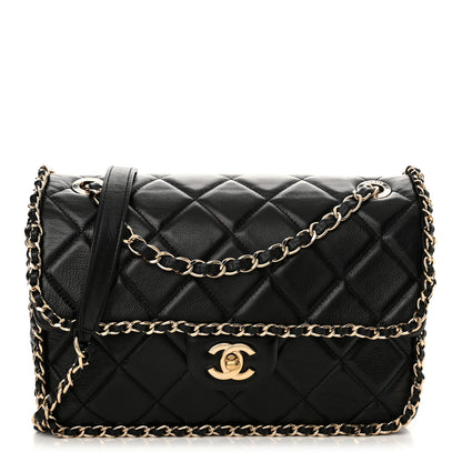 Chanel Crumpled Calfskin Medium Chain All Over Flap Black 1 of 11