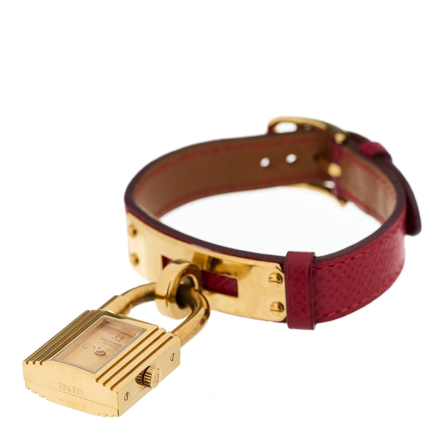 Hermes Stainless Steel Courchevel 20mm Kelly Cadena Quartz Watch Rouge 4 of 8