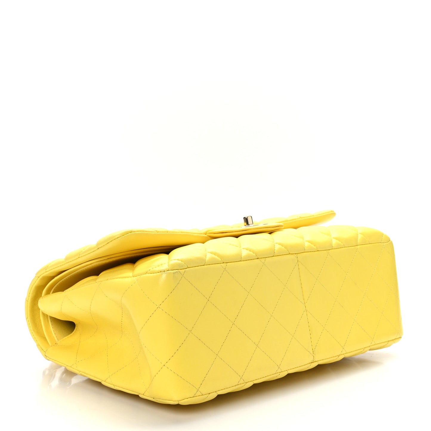 Lambskin Quilted Jumbo Double Flap Yellow