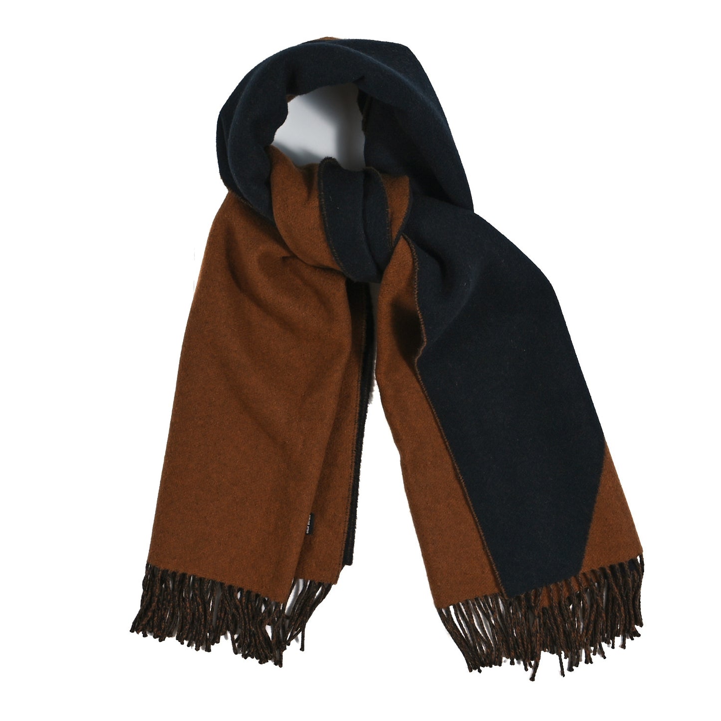 Cashmere Casaque Chevron Muffler Camel Marine