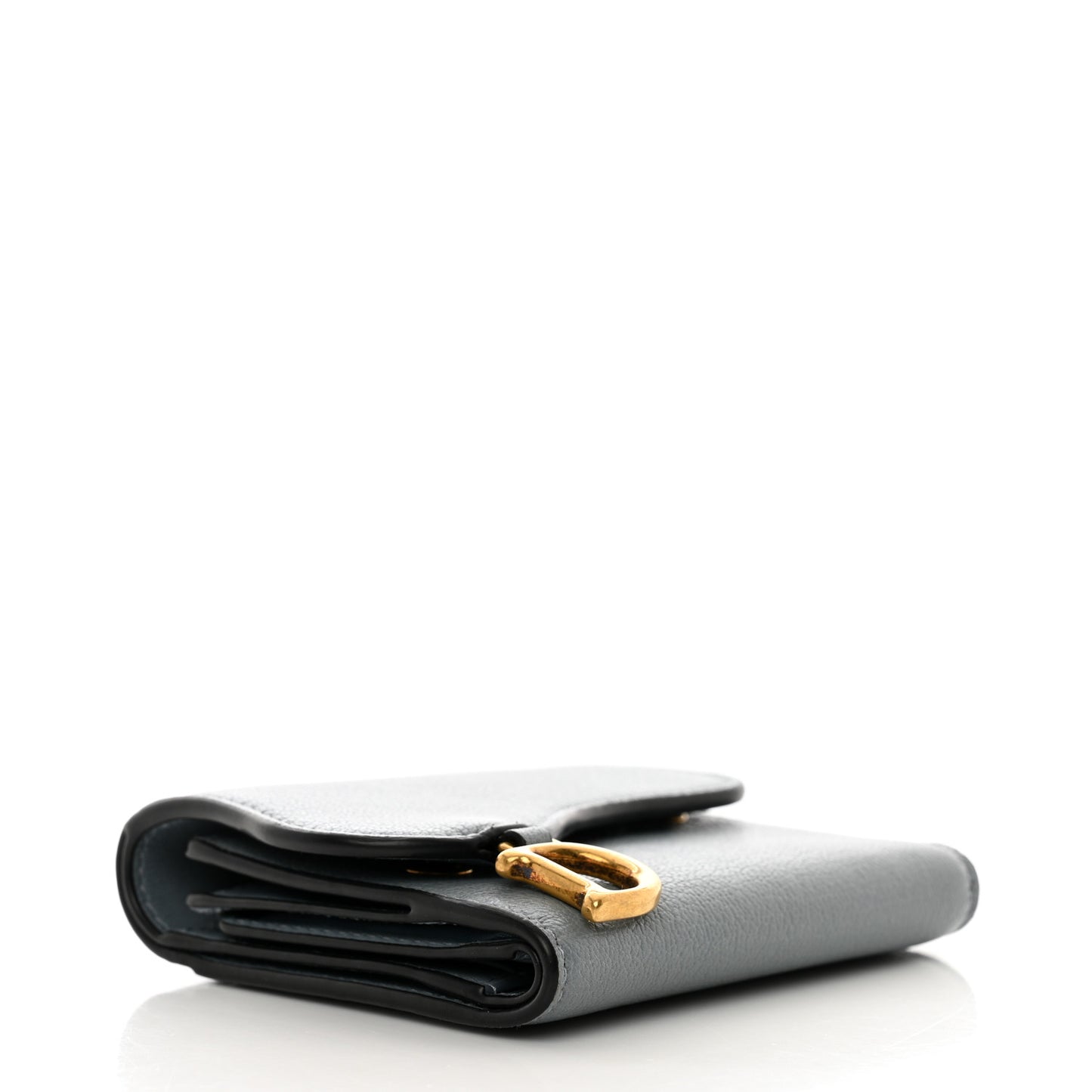 Goatskin Saddle Lotus Wallet Gray
