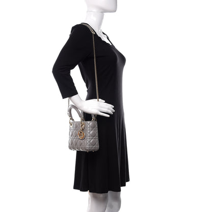 Christian Dior Metallic Lambskin Cannage Mini Lady Dior Grey 2 of 14
