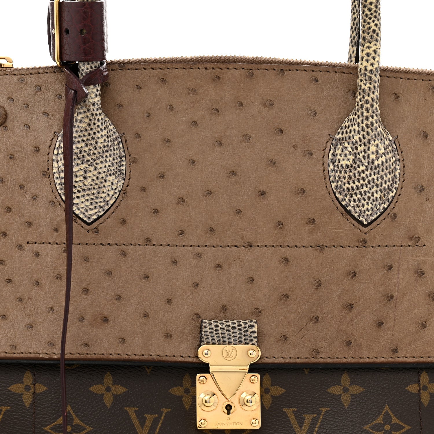Louis Vuitton Ostrich Lizard Majestueux Tote MM Bordeaux 8 of 13